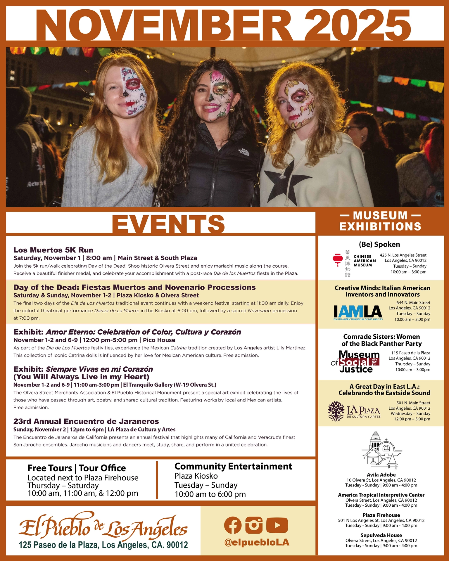 November events calendar for El Pueblo Historical Monument 2025