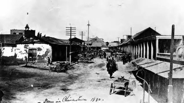 Black and White images of Chinatown Buildings